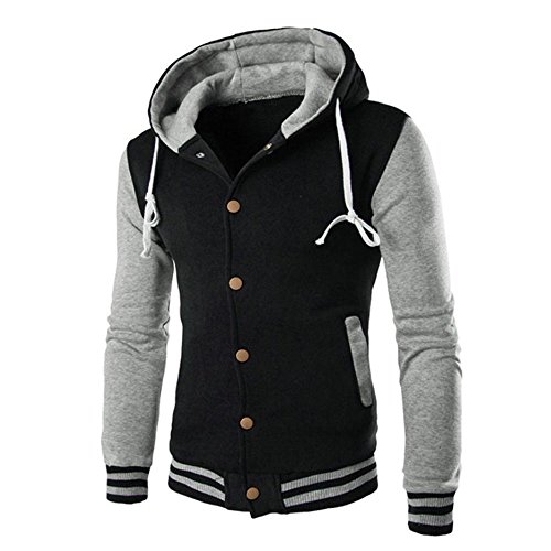 College Jacke Herren mit Kapuze Sportjacke Freizeitjacke Collegiate Jacket Bomberjacke üBergangsjacke Freizeit Baseball Blouson Sweatjacke Sweatshirt mit Tasten Hoodie Oldschool Style von TDEOK