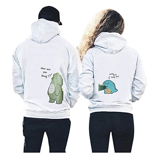 Couple Pullover - PäRchen Hoodie Dino Langarm Kapuzenpullover Damen/Herren, Partnerlook PäRchen Hoodie Partner Pullover Hoodie Personalisiert Couple Geschenke King Queen Pullover, Couple Geschenke von TDEOK