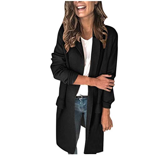 Damen Longblazer Elegant - Blazer Damen Lange Ärmel - Leicht Sweatblazer Sportlich Sweat Long Für Sommerblazer Elegant Leichter Lang Übergangsjacke Modern Anzug Jacke Sommer Tailliert Jersey Tweed von TDEOK