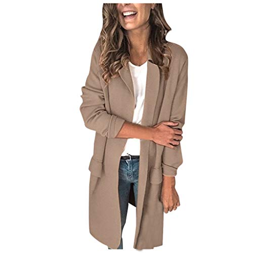 Damen Longblazer Elegant - Blazer Damen Lange Ärmel - Leicht Sweatblazer Sportlich Sweat Long Für Sommerblazer Elegant Leichter Lang Übergangsjacke Modern Anzug Jacke Sommer Tailliert Jersey Tweed von TDEOK