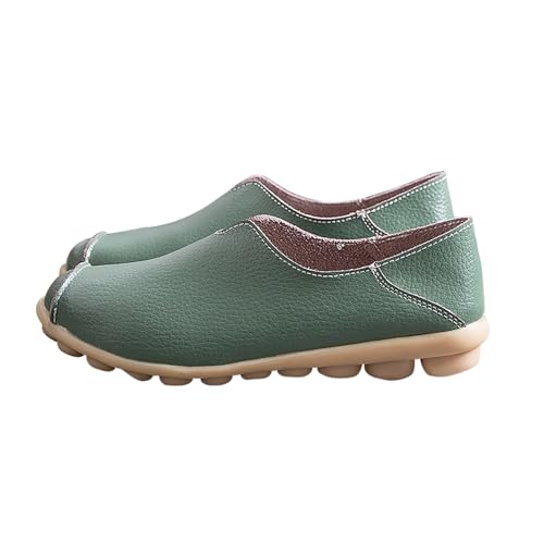 Damen Mokassins Slip On Loafers Mode Bootsschuhe Fahren Flache Schuhe Sommer Geschlossen Hausschuhe rutschfest Outdoor Slipper Leder Shoes Bequeme Atmungsaktive Wanderschuhe Walkingschuhe von TDEOK