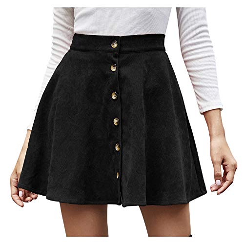 Damen Rock Winter Cord, Plissee Rock Kurz Cord Mini Rock High Waist Minirock A Linie Kurz Rock Einfarbig Bleistift Figurbetont Kurzer Herbstrock Casual Wickelrock,Winterrock,Freizeitrock von TDEOK