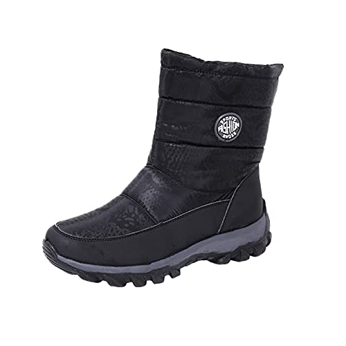 Damen Schneestiefel Einfarbig Winterstiefel Gefüttert Wasserdicht Wadenhöhe Schaft Flach Outdoor rutschfest Winter Schneeboots Snowboots Puff Boots Thermostiefel Schneeschuhe Gefüttert Wasserfest von TDEOK