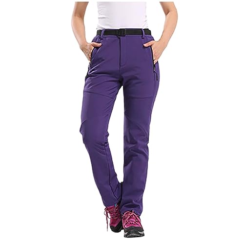 Damen Wanderhose Wasserdicht Softshellhose, Thermohose Damen Winter Gefüttert Große Größen Zip Off Stretch Trekkinghose Mit Taschen Winter Warm Stretch Thermohose Atmungsaktiv Outdoorhose Wanderhosen von TDEOK