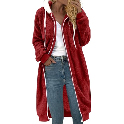 Fleecejacke Damen Lang Mit Kapuze Plüschmantel Große Größen Fleecemantel Mit Reißverschluss Winterjacke Warm Übergangsjacke Winter Frühling Kuscheljacke Outdoor Sportjacke Hoodie Teddy Plüschjacke Fleecejacke Damen Lang Mit Kapuze Plüschmantel Große Größen Fleecemantel Mit Reißverschluss Winterjacke Warm Übergangsjacke Winter Frühling Kuscheljacke Outdoor Sportjacke Hoodie Teddy Plüschjacke von TDEOK