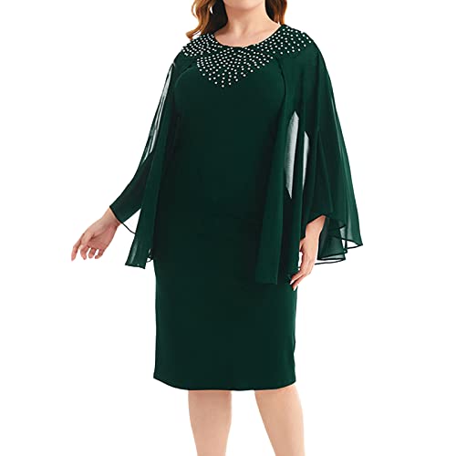 Frauen 2023 Dame Elegant Knitting Lace Cape Kleid Plus Size Fashion Printing Oneck Half Sleeve Bleistiftkleider Pullover Kleid Damen Langarm von TDEOK