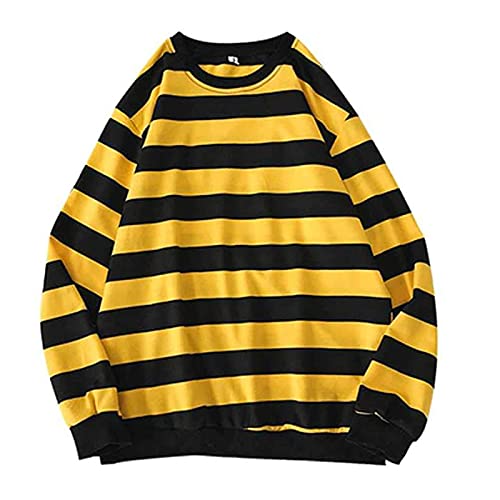 Grunge Sweater Stripes: Oversize Pullover Herren Vintage Grunge Pullover Gestreift-Sweatshirt Ohne Kapuze Langarm Pullover Bunt- Strickpullover Herbst Winter Warm Pulli Oberteile Strickpulli Y2k Top von TDEOK