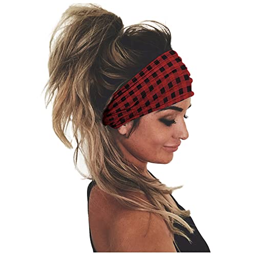 Haartuch Damen Kopfwickel-Haarband-Bandana-Stirnband Stirnbänder Damen Winter Gefüttert (Red, One Size) von TDEOK