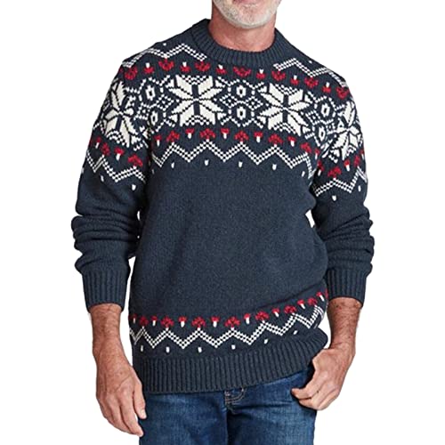 Herren Christmas Sweater Strickpullover Winterpullover Kapuzenpullover Strick-Pullover Pulli T-Shirt Langarm Weihnachtspullover Norweger-Pullover Winter Strickpullover Pullover Mit Lustige Strick von TDEOK