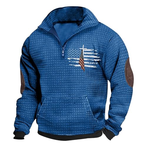 Herren-Sweatshirt Halber Reißverschluss Mit Stehkragen Herren Waffle Sweater Mens Sweatshirts Sweatshirt Herren Ohne Kapuze Pullover Langarm Classic Pulli Top Für Alltag von TDEOK