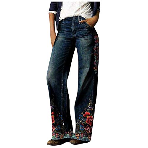 Hippie Hose Damen 70Er Jahre - Schlaghose Jeans Damen 70Er Hippie - Jeanshose Weites Bein Stretch Jazzpants Große Größen Jeanshosen Boyfreind Schlaghosen Bunt Freizeithose High Waist Lang Damenjeans von TDEOK