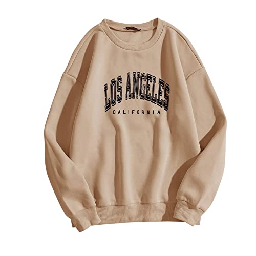 Hoodies FüR MäNner Langarm: Los Angeles Pullover Oversize Herren Sweatshirt Oversize Ohne Kapuze Kapuzenpullover Oversized Hip Hop Pullover Pulli Teenager MäDchen Trend 2023 Hoodie Warm Oberteile von TDEOK