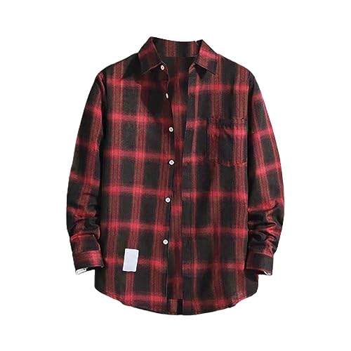 Karierte Hemden Herren Baumwolle: Kariertes Freizeithemd Männer Karohemd Trachtenhemd Flanellhemd Motorrad Hemden Mit Taschen Regular Fit Shirt Leicht Luftig Arbeitshemd Casual Revershemd von TDEOK
