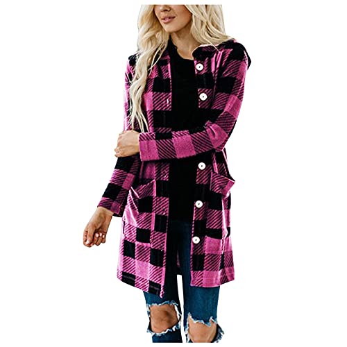 Karierte Jacke Damen Mit Kapuze: Hemdjacke Damen Kariert-HolzfäLlerjacke Oversize Vintage Hemdbluse Langarm Karo-Jacke Freizeithemd Mit KnöPfe üBergangsjacke Langarmshirts Bluseshirt Boyfriend Jacke von TDEOK