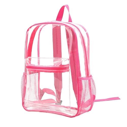 Kinder Rucksäcke 6 Durchsichtiger, strapazierfähiger Rucksack mit durchsichtiger Büchertasche mit Farboptionen für Schulsportstadien und so weiter Rucksäcke Für Damen Günstig (Hot Pink, One Size) von TDEOK