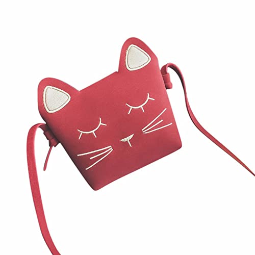 TDEOK Kleine Kosmetiktasche Kindertasche Süße Prinzessin Umhängetasche Mädchen Minitasche Katze Baby Umhängetasche Handytasche Umhängetaschen Damen Groß Schwarz (Red, One Size) von TDEOK