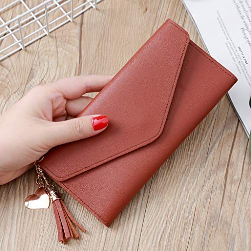 Lange Quaste Geldbörsen Tasche Kartenpaket Multi-Kartenhalter Münzbeutel Geldbörsen Herren Groß (Brown, One Size) von TDEOK