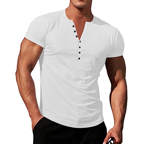 Leichte Sommer Tshirt Herren - Leichte Dünne T-Shirts Herren Baumwolle - T Shirt Mit Knopfleiste Herren Kurzarm - Muskelshirt Oversize Sweatshirt Männer T Shirt Fitness Tshirts Sportshirt Oberteile Leichte Sommer Tshirt Herren - Leichte Dünne T-Shirts Herren Baumwolle - T Shirt Mit Knopfleiste Herren Kurzarm - Muskelshirt Oversize Sweatshirt Männer T Shirt Fitness Tshirts Sportshirt Oberteile von TDEOK