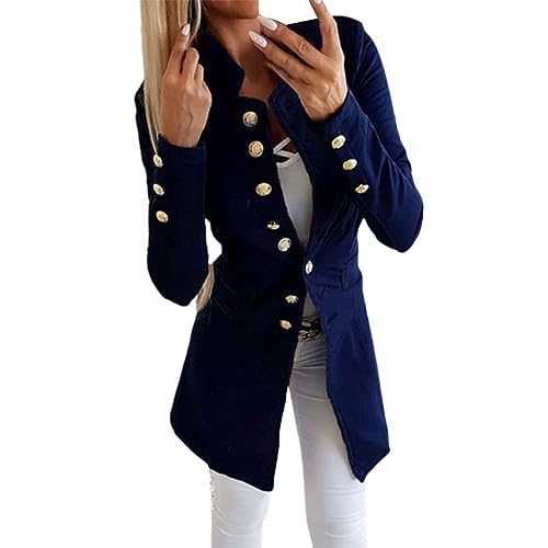 Long Blazer Für Damen Extra Lang - Longblazer Damen Tailliert - Elegant Blazerkleid Mantel Sweat Anzugjacke Dünner Long Blazer Modern Blazer Langarm Sportlich Blazer Sweatblazer Festlich Anzug Jacke von TDEOK