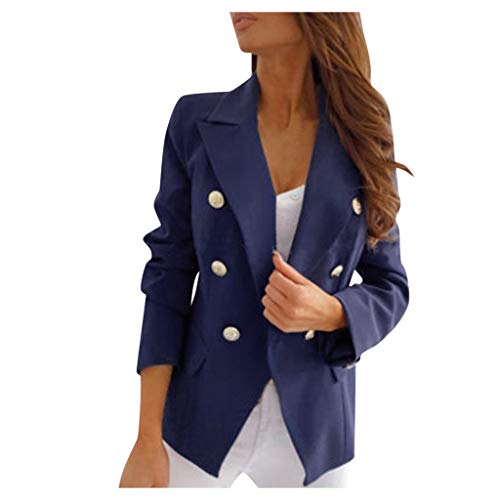 Longblazer Damen Elegant Mit Stehkragen - Long Blazer Für Damen Rot - Elegant Sportlich Festlich Trachtenblazer Blazer Jacke Sweatblazer Mit Goldenen Knöpfen Sweat Blazer Lässig Leicht Lang Modern von TDEOK