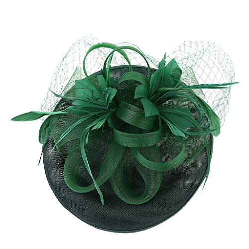 Männer Haarband Hutgurt Zubehör für Damenhaarblumenclip eleganter Hut Stirnband Samt Schwarz (Green, One Size) von TDEOK