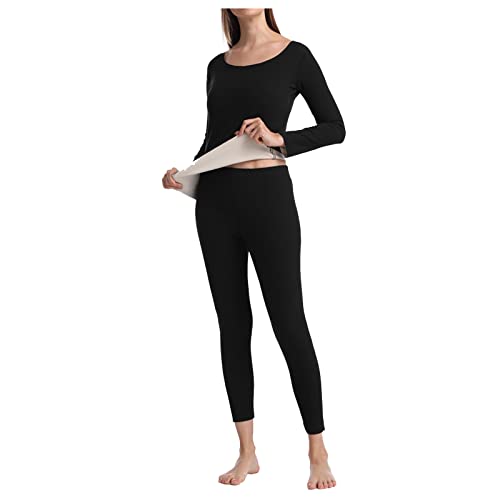 Merino UnterwäSche Damen Langarm ThermounterwäSche Damen Extra Warm Set SkiunterwäSche Baumwolle FunktionsunterwäSche Winter ThermounterwäSche Warm GefüTtert Unterhemd Thermo Unterhosen Leggings von TDEOK