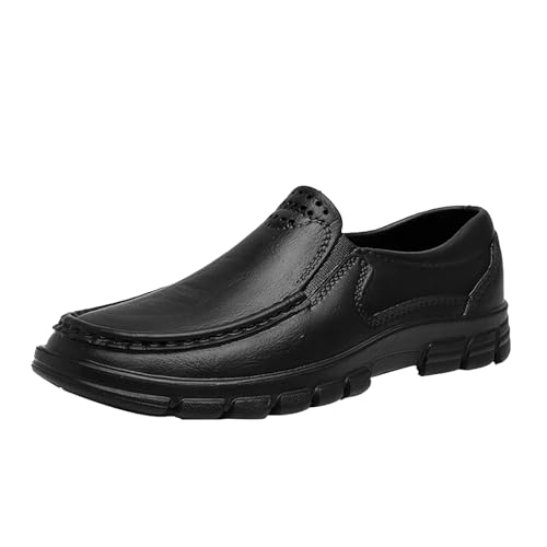 Mokassins Herren Ohne Schnürsenkel Weich Loafers Lederschuhe Rutschfest Walkingschuhe Bequeme Freizeitschuhe Wasserdicht Schnell Trocknende Leder Slippers Fahrschuhe Halbschuhe Business Schuhe von TDEOK