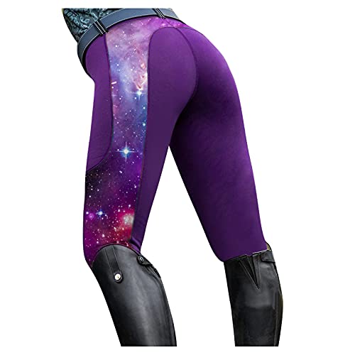 Reitleggings Damen Mit Handytasche Reithose High Waist Vollbesatz Sportreithose Stretch Reithosen Bunt Damenreithose Outdoor Hose FüR Frauen Mädchen Vollbesatzreithose Sommer Reitsport-Hosen von TDEOK