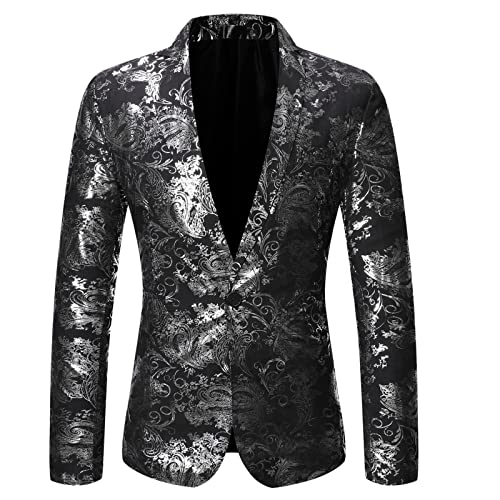Sakko Herren Sportlich Elegant Blazer Anzugjacke Paisley-Jacquard-Anzugjacke Slim Fit Floral Tuxedo Jacket Paisley Shawl Lapel Suit Blazer Jacket Hochzeitsfeier Anzugjacken Sakko Herren Sportlich Elegant Blazer Anzugjacke Paisley-Jacquard-Anzugjacke Slim Fit Floral Tuxedo Jacket Paisley Shawl Lapel Suit Blazer Jacket Hochzeitsfeier Anzugjacken von TDEOK