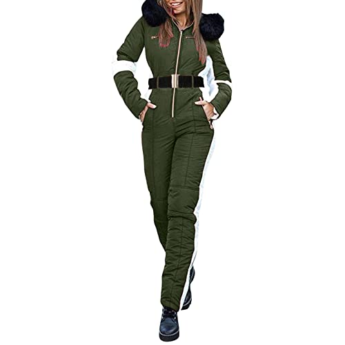 Skianzug Damen Einteiler Retro: Schneeanzüge Für Damen Wasserdicht-Skianzug Einteiler Warm Schneeoverall Mit Kapuze Snowboardjacke Skijacke Thermo-Warme Schnee-Jumpsuit Ski-Overalls-Skibekleidung von TDEOK