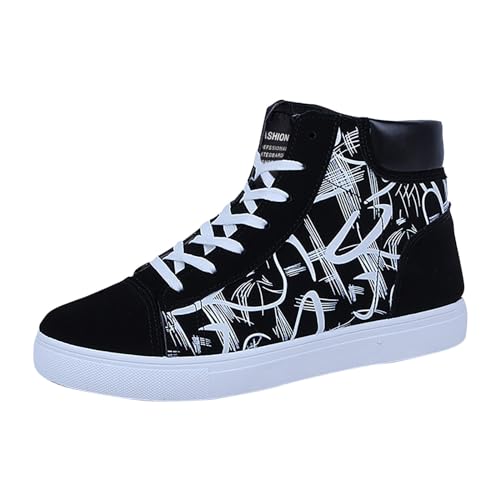 Sneaker Herren Blau Schwarz | Skaterschuhe Herren 43 Walkingschuhe Jogging Sportschuhe Flache Schuhe Freizeitschuhe Outdoor Wanderschuhe Schnürsenkel Traillaufschuhe Boardschuhe von TDEOK