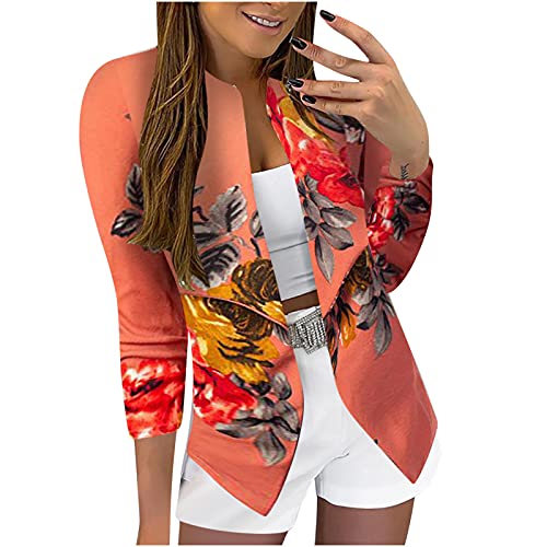 Sommerblazer Damen Leicht Kurz - Sweat Blazer Jacke Damen Kurz - Gemustert Jacke Tailliert Sakko Kurzblazer Für Kurze Sportlich Blumen Elegant Sommer Boleros Jersey Oversize Leichter Anzug Modern von TDEOK