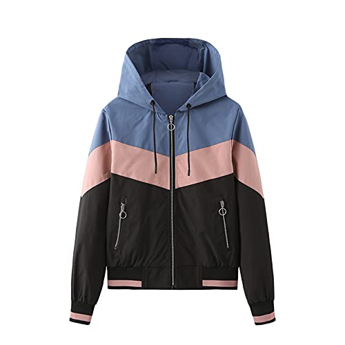 Sportjacke Damen Wasserdicht Atmungsaktiv, Softshelljacke Damen Sommer Langarm üBergangsjacke Teenager MäDchen Regenjacke Fahrrad-Outdoorjacke Mit Kapuze DüNn Regenmantel- Kapuzenjacke- Laufjacke von TDEOK