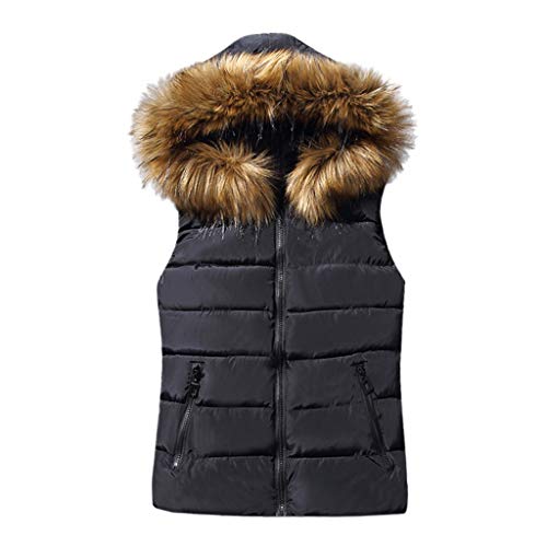 Steppweste Damen Mit Fellkapuze - Daunenweste Damen Mit Kapuze Kurz Leicht Steppjacke Herbst Übergangsjacke Große Größen Winterjacke Ärmellos Kapuzenweste Outdoor Damen-Westen Leichte-Daunenjacke von TDEOK