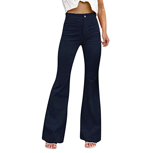 Stoffhose Damen Elegant High Waist: Schlagjeans Damen 70er Anzughose Vintage Schlaghosen FüR Frauen Lang Stretch Skinny Schlaghose Schlag-Jeanshosen Mit Weites Bein Denim-Hose HüFtjeans Y2k Jeans von TDEOK