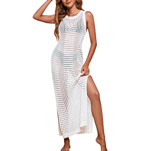 Strandponcho Damen Luftig - Strandkleid Netz Löcher - Strand Häkelkleid Sommer Maxikleid Lang Sommerkleid Bademode Strandkleider Transparent Poncho Häkeln Kaftan Tunika Tank Bikini Sexy von TDEOK