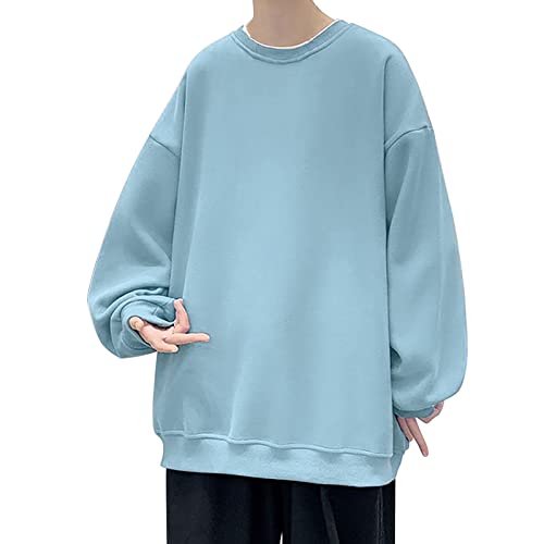 Streetwear Hoodie Herren Hip Hop Sweatshirt Herren Ohne Kapuze Baumwolle Pullover Einfarbig Langarmshirt Oversize Hoodie Vintage Kapuzenpullover Teenager Jungen Harajuku Pullover Grunge Sweater Pulli von TDEOK