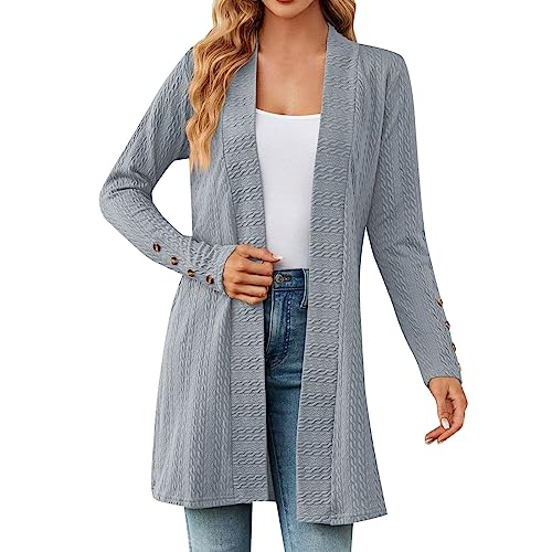 Strickjacke Damen Elegant Zum Kleid Lang - Cardigan Damen Lang Strickmantel - Elegante Grobstrickjacke Festlich Strickjacken Langarm Grob Strick Jacke Lange Mantel Long Strickcardigan Für Sommer von TDEOK
