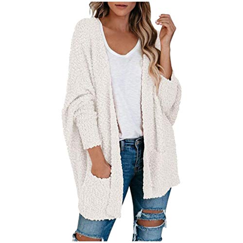 Strickjacke Damen Kurz Schwarz, Strickmantel Winter Herbst üBergangsjacke Weich PlüSch-Cardigan Langarm Open Front Strickcardigan Teenager MäDchen Strick-Pullover Oversize Outwear Jacke- Sweater von TDEOK