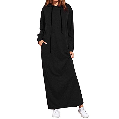 Sweatkleid Mit Kapuze Damen Lang Sweatkleider FüR Damen Langarm Hoodie Kleid Elegant Maxikleid Winter Blusenkleid Lange Oversize Kapuzenpullover Warm Winterkleid Vintage Cocktailkleid-Freizeitkleid von TDEOK