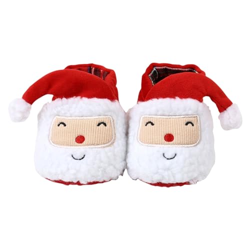 TDEOK 281011001 Weihnachtsschuhe für Kleinkinder, weich, für Babys, Weihnachtsmann, Winter, warme Fleece-Hausschuhe, Schneestiefel, Krippenschuhe Laufschuhe Kinder 36 (Red, 19 Infant) von TDEOK