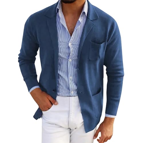 TDEOK Anzug Hemd Herren Langarm Anzüge Sakko Blazer Slim Fit Freizeit Business Anzugjacke Dünner Blazer Sportlich Männer Leichte Anzüge Alltagsanzüge Einfarbig Hochzeit Party Sakkos von TDEOK