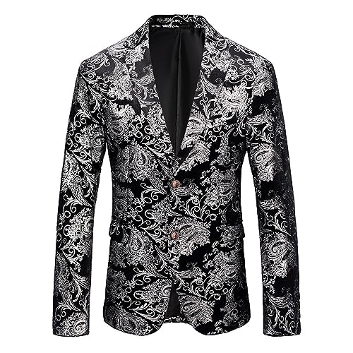 TDEOK Anzugjacke Herren Regular Fit Anzug Regular Fit Pailletten Glitter Anzugjacke Ein Knopf Bühnenshow Mantel Karneval Abschlussbal Nachtclub Partys Kostüm Slim Fit Klassische Sakko Blazer von TDEOK