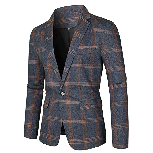 TDEOK Anzugjacke Herren Regular Fit Sakko Karo Blazer Anzugjacke Sportlich Stilvolle Anzug Karo Blazer M鋘ner Klassisch Anzugjacke 躡ergangsjacke Jacket f黵 Business Freizeit von TDEOK