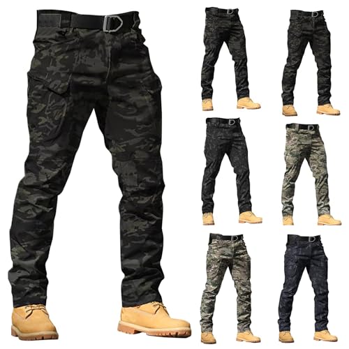TDEOK Arbeitshose Herren Stretch lang - Multi Taschen Abriebfeste Hose TaktischeHose Männer Sommer Cargohose Baggy Wanderhose Outdoor Hosen Wandern Jagd Hosen Leichte Cargo Hosen mit Mehreren Taschen von TDEOK
