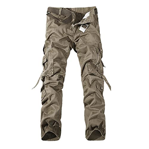 TDEOK Arbeitshose MäNner MilitäR Tactical Hosen Outdoorhose mit Multi Taschen Freizeithose Herren Baumwolle Regular Fit Einfarbig Vintage Trouser Cargohose mit GüRtel Klassisch Wanderhose von TDEOK