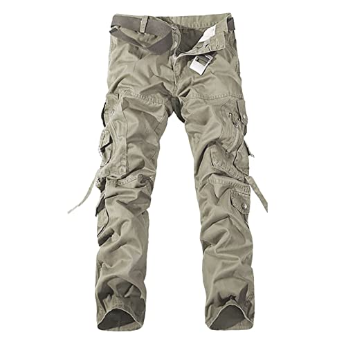 TDEOK Arbeitshose MäNner MilitäR Tactical Hosen Outdoorhose mit Multi Taschen Freizeithose Herren Baumwolle Regular Fit Einfarbig Vintage Trouser Cargohose mit GüRtel Klassisch Wanderhose von TDEOK