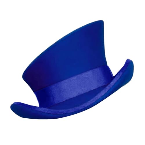 TDEOK Asymmetrischer Zylinder Wollhut Damen Herren Unisex Hut Steam Punk Hut Zylinder Mode Band Dekorativer Hut Schneemütze Kinder (Blue, One Size) von TDEOK