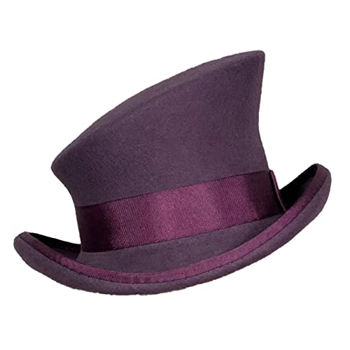 TDEOK Asymmetrischer Zylinder Wollhut Damen Herren Unisex Hut Steam Punk Hut Zylinder Mode Band Dekorativer Hut Schneemütze Kinder (Purple, One Size) von TDEOK