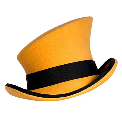 TDEOK Asymmetrischer Zylinder Wollhut Damen Herren Unisex Hut Steam Punk Hut Zylinder Mode Band Dekorativer Hut Schneemütze Kinder (Yellow, One Size) von TDEOK